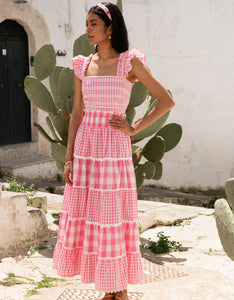Pink City Prints Candy Floss Gingham Kolkata Skirt