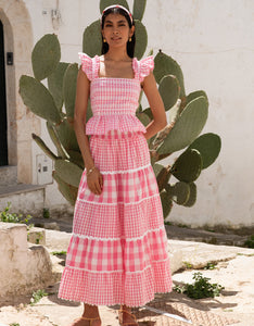 Pink City Prints Candy Floss Gingham Kolkata Skirt