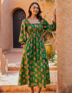 Pink City Prints Emerald Jungle Hampi Dress