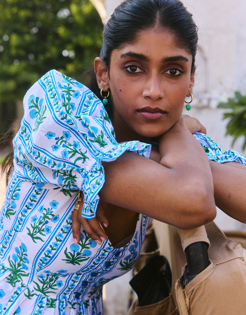 Pink City Prints Indigo Border Agnes Blouse