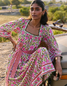 Pink City Prints Lime Fields Hippie Dress