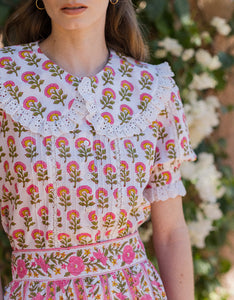 Pink City Prints Lime Meadow Ellen Blouse