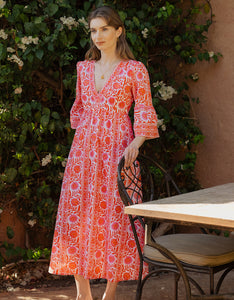 Pink City Prints Sunset Border Cyprus Dress