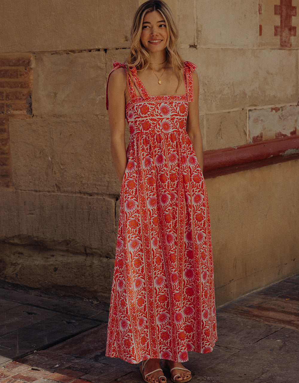 Pink City Prints Sunset Border Mykonos Dress