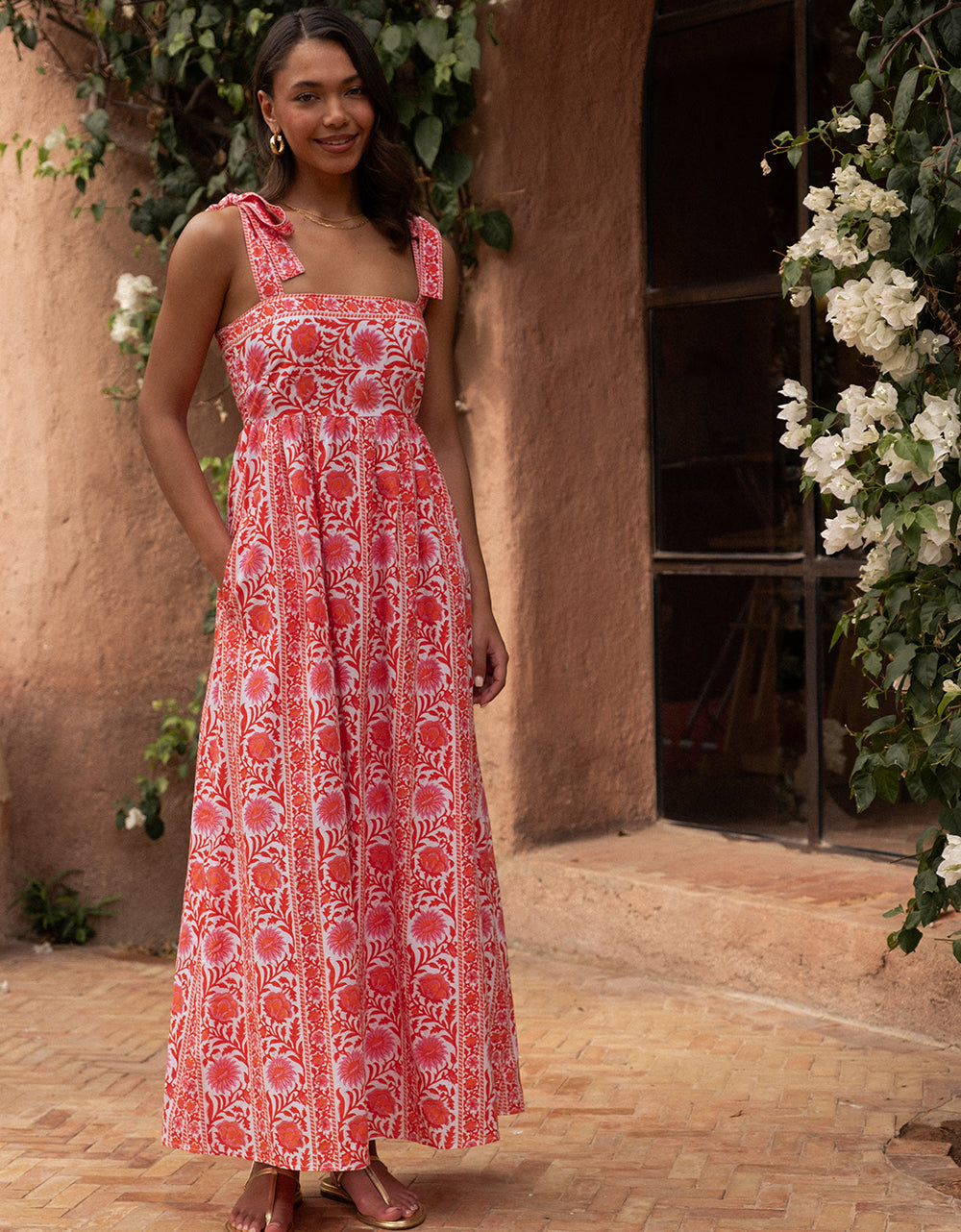 Pink City Prints Sunset Border Mykonos Dress