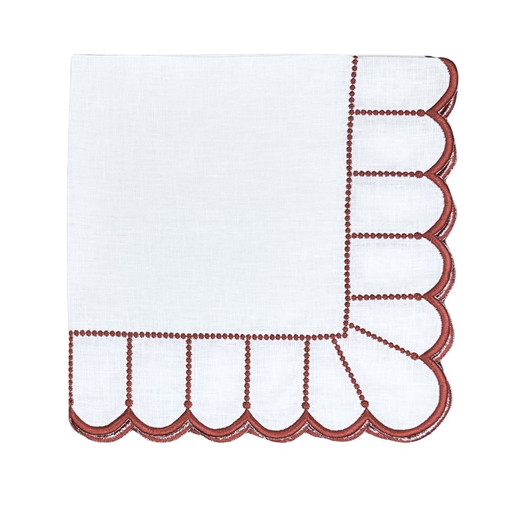 Studio Collection in Linen: Pippa Napkin in White/Red, Set of 4