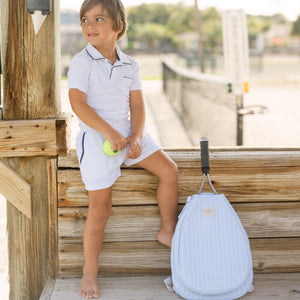 Power Blue Stripe Coated Tennis Bag