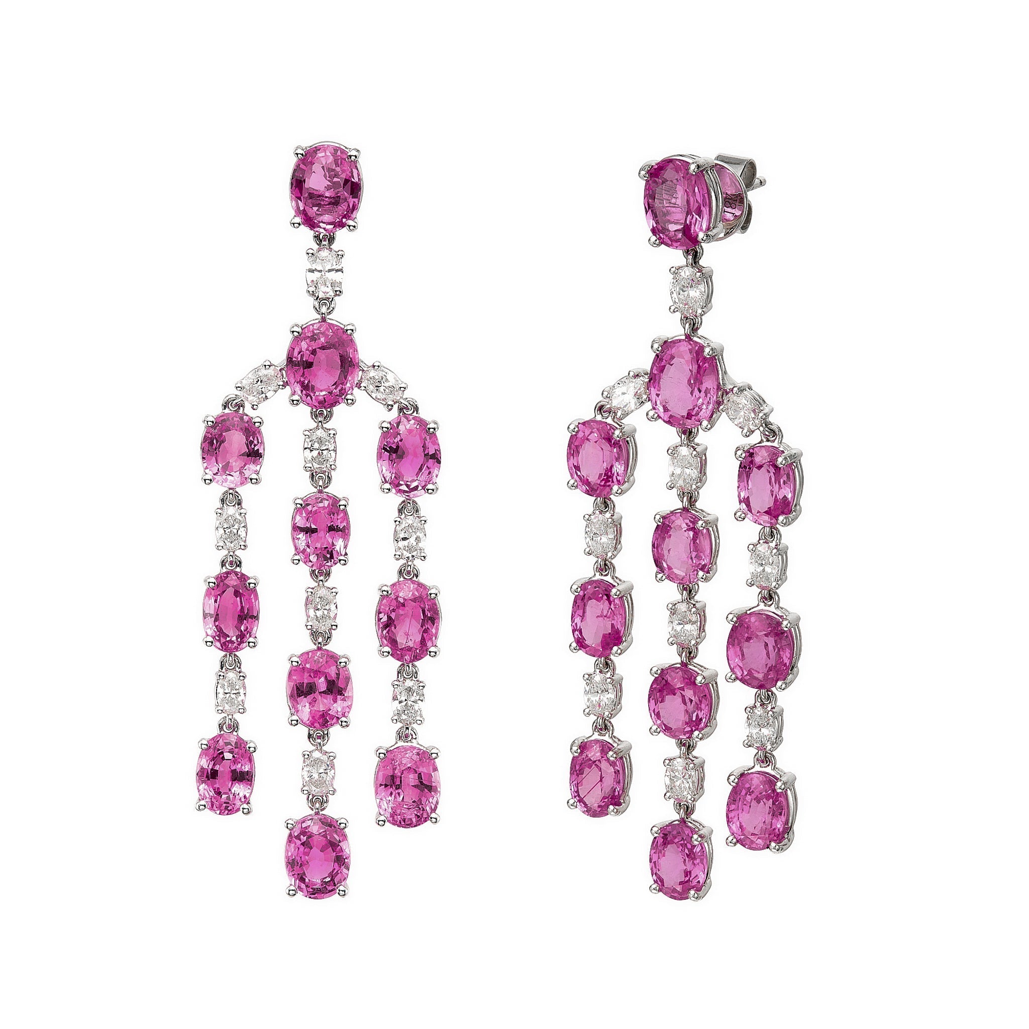 Reina Pink Sapphire Statement Earrings - High Jewelry - RUCHI New York