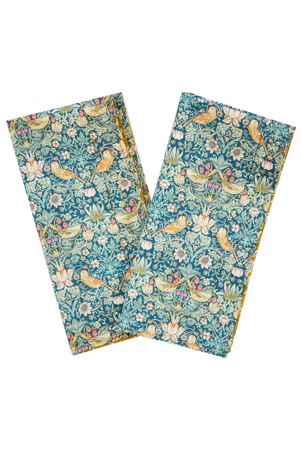 Reversible Stitch Napkin Set made with Liberty Fabric STRAWBERRY THIEF & CAPEL - Coco & Wolf