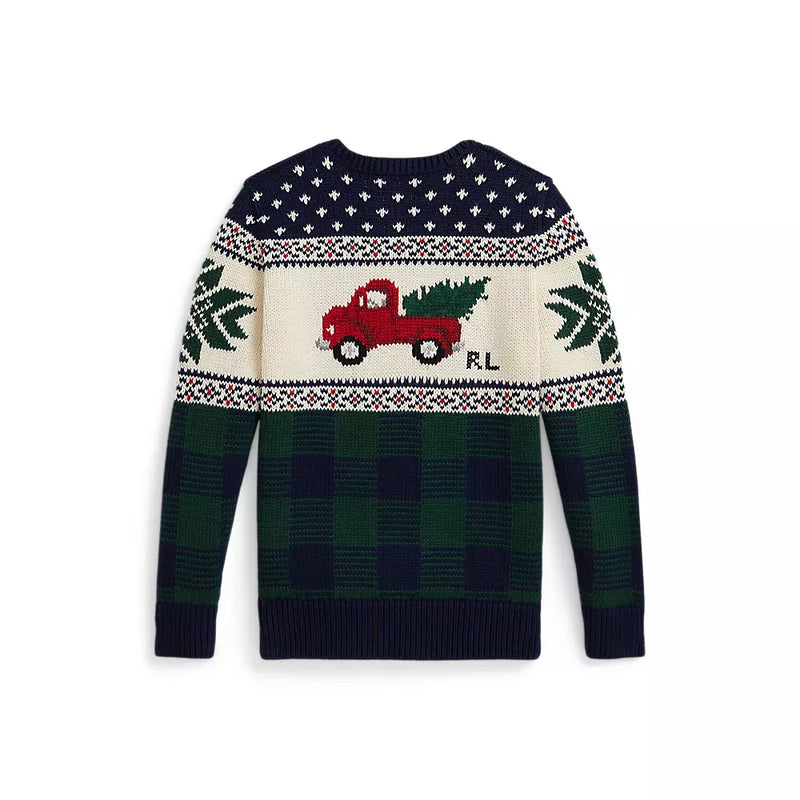 Truck-Intarsia Holiday Cotton Sweater