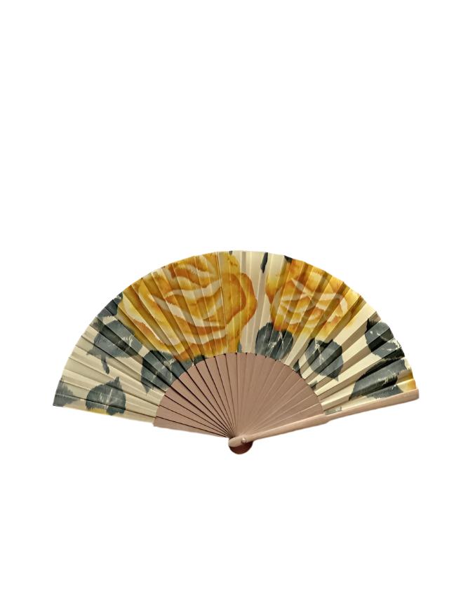 Medici Hand Fan in Yellow Multi Floral