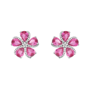 Sakura Pink Sapphire Flower Earrings - Jewelry - RUCHI New York