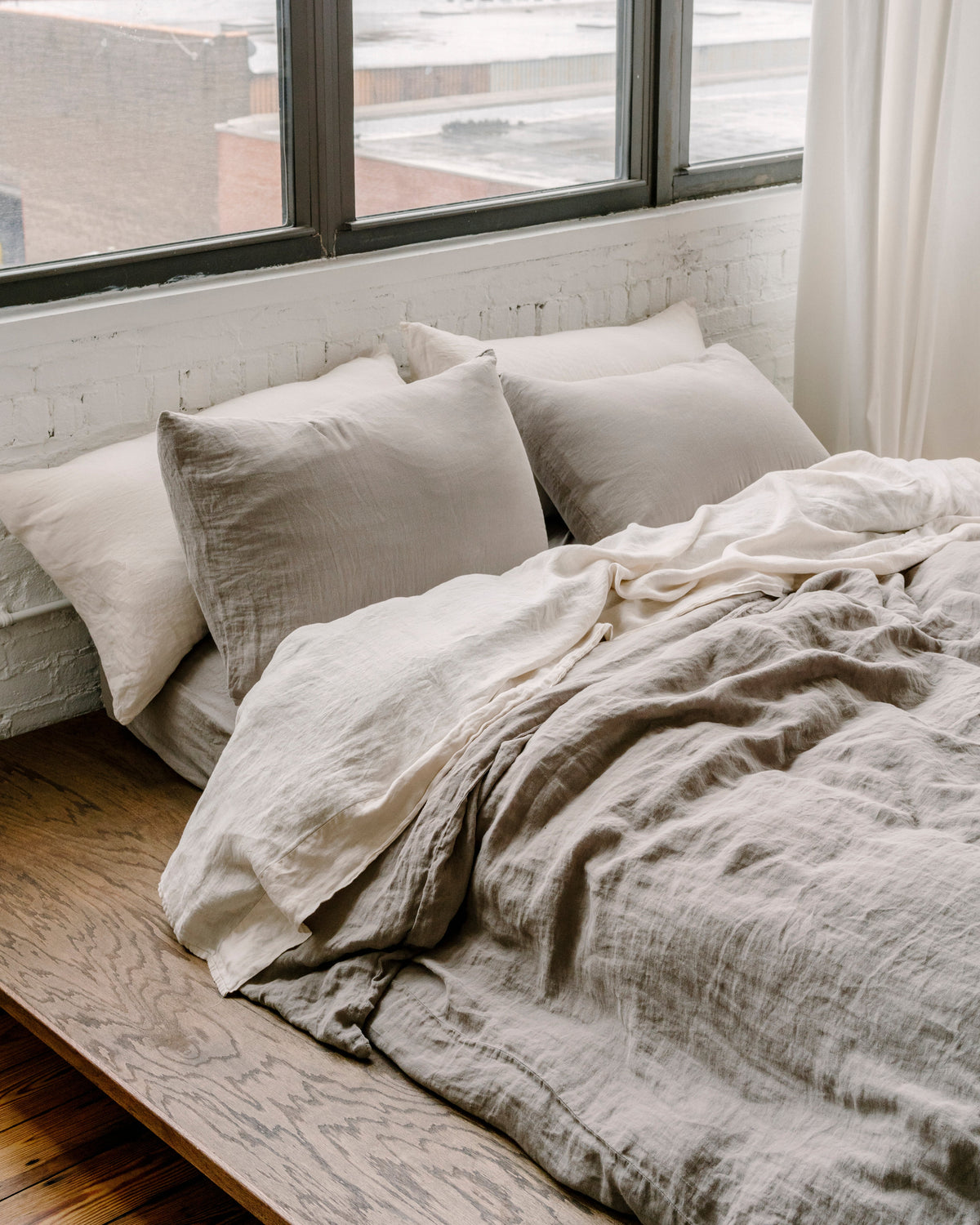 Gray Washed Linen Duvet Cover