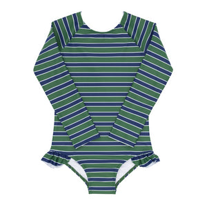 Girls Evergreen Stripe Rashguard One Piece