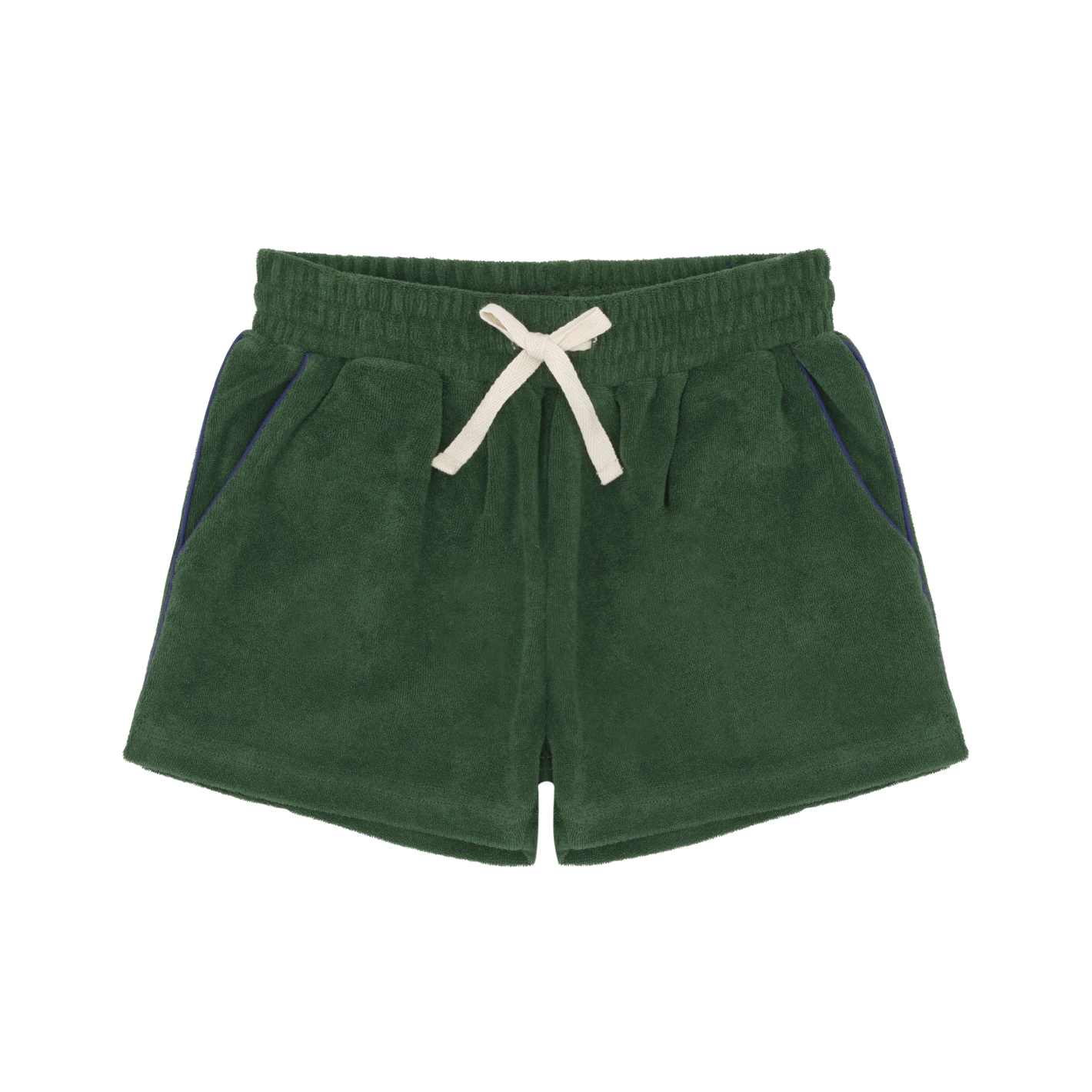 Unisex Evergreen French Terry Short With Navy Side Piping