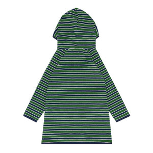 Unisex Evergreen Stripe French Terry Hooded Zipper Coverup