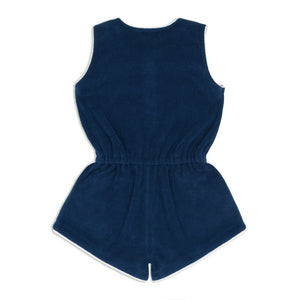 Girls Navy French Terry Romper