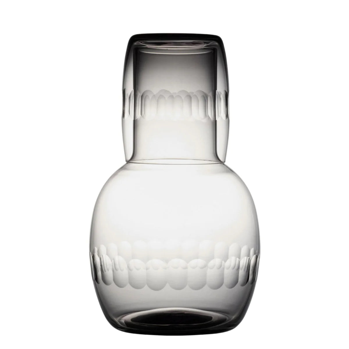 Smoky Crystal Carafe Set With Lens Design