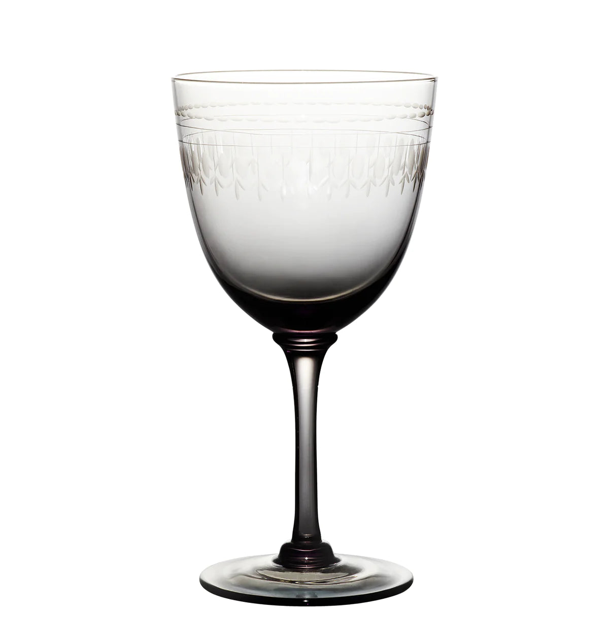 Smoky Wine Glasses With Ovals Design, Set of 4