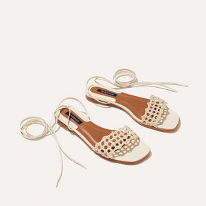 The Soleil Sandal in Ecru Leather