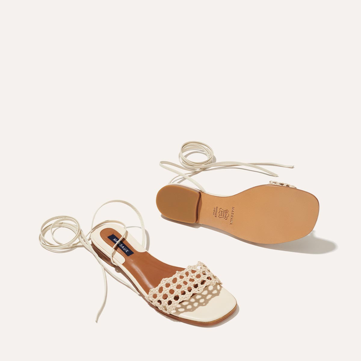 The Soleil Sandal in Ecru Leather