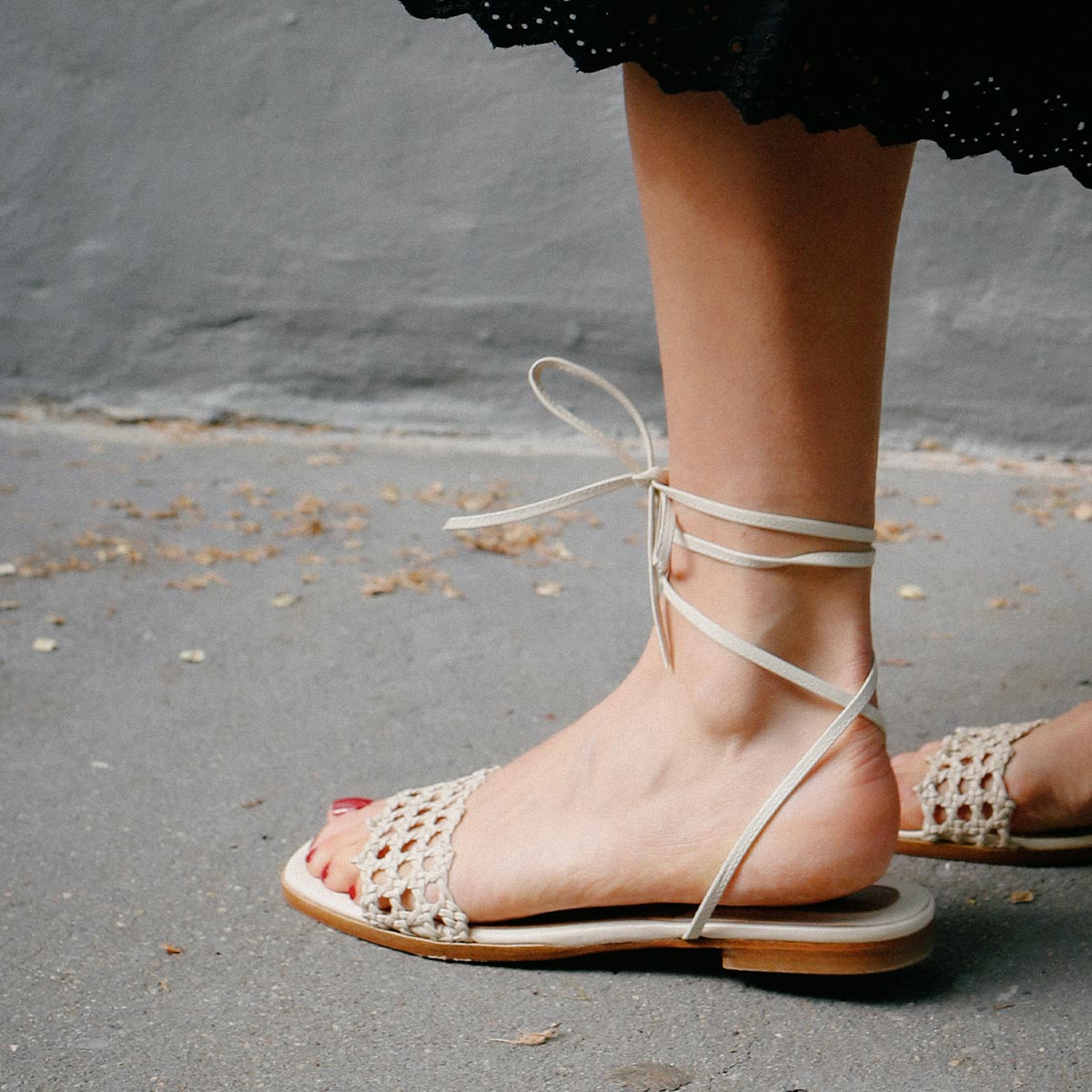 The Soleil Sandal in Ecru Leather