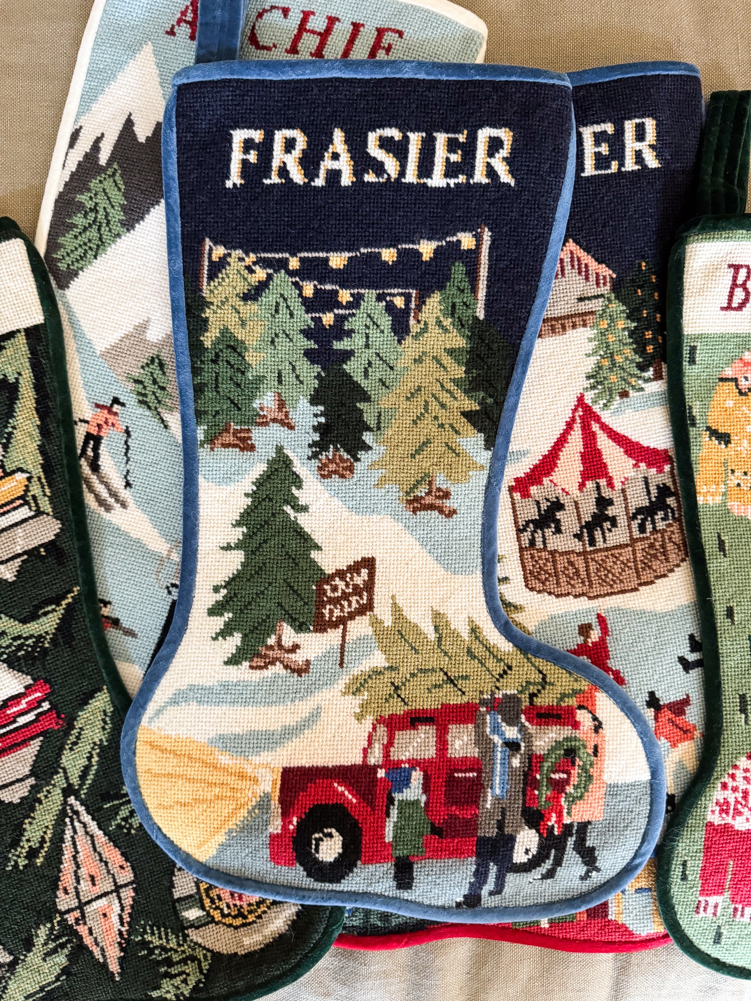 Tree Lot Stitched Stocking