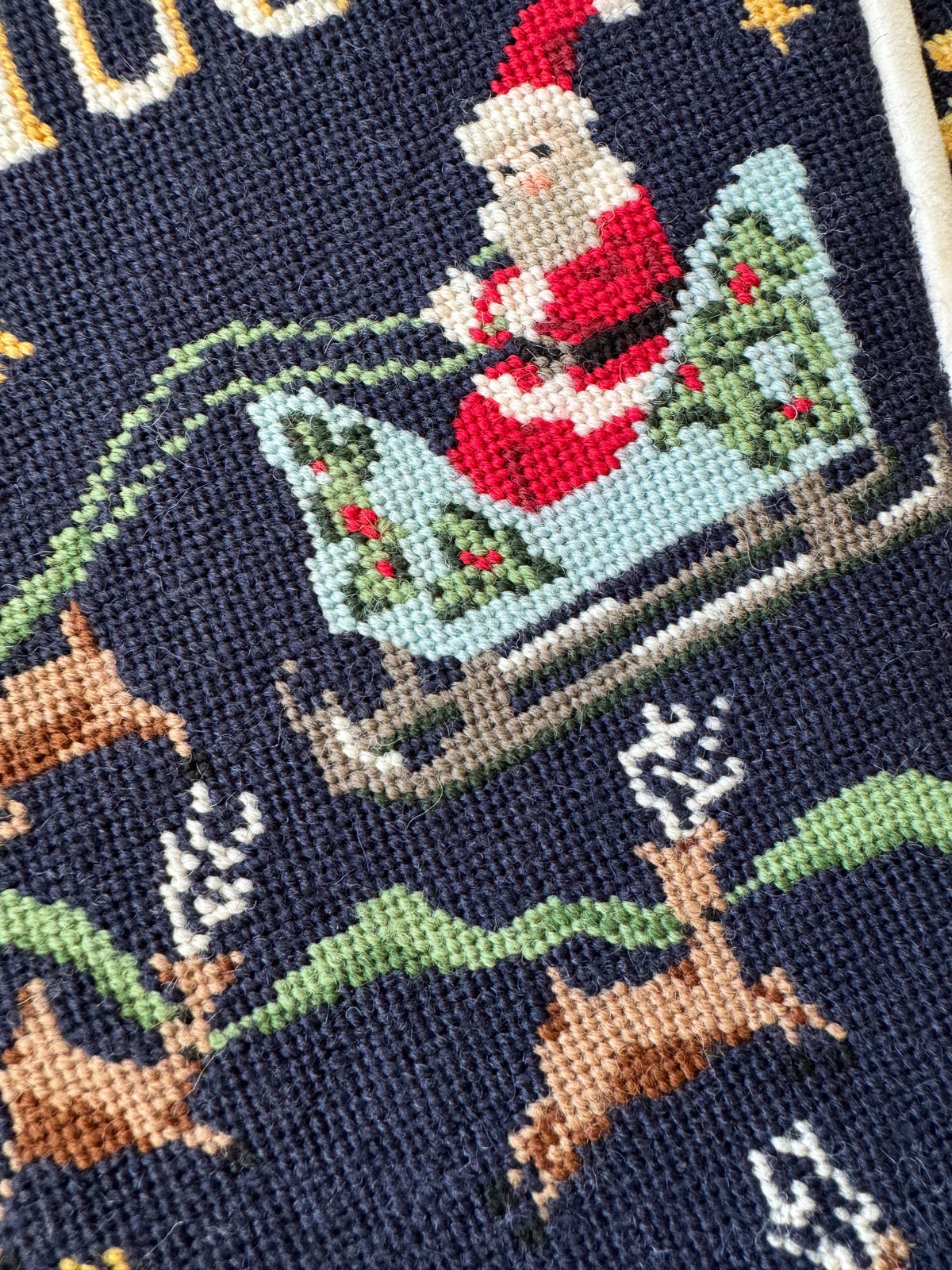 Santa's Flight Stitched Stocking