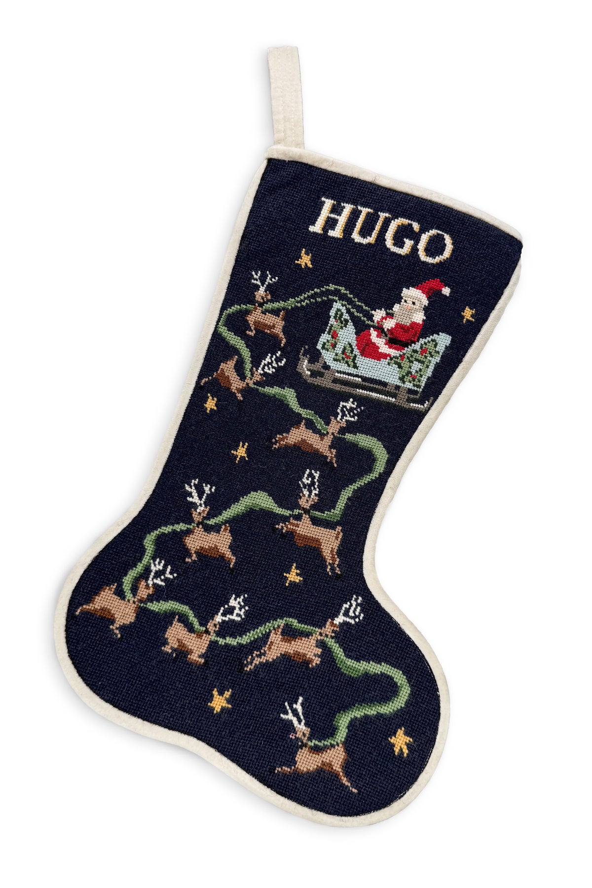 Santa's Flight Stitched Stocking