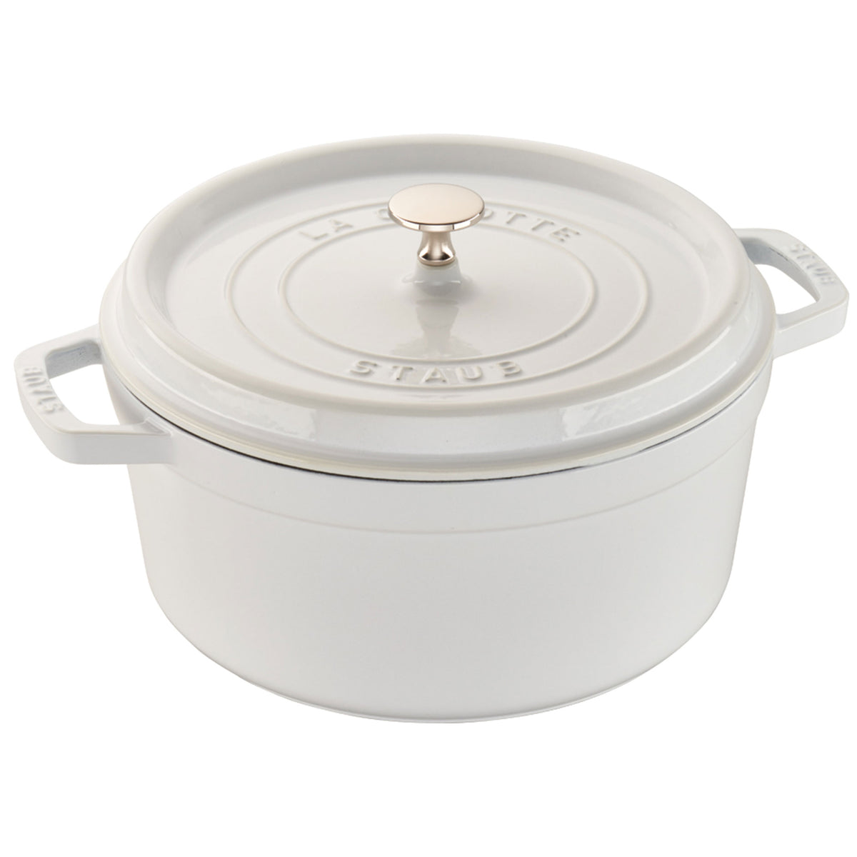 Cast Iron Round Cocotte, Dutch Oven, 5.5-quart, serves 5-6, Made in France, White