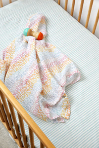 Striped Crib Sheet in Stripes Away Sea