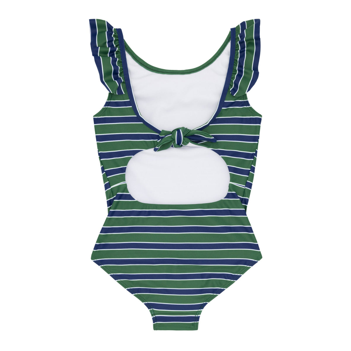 Girls Evergreen Stripe Ruffle Collar One Piece