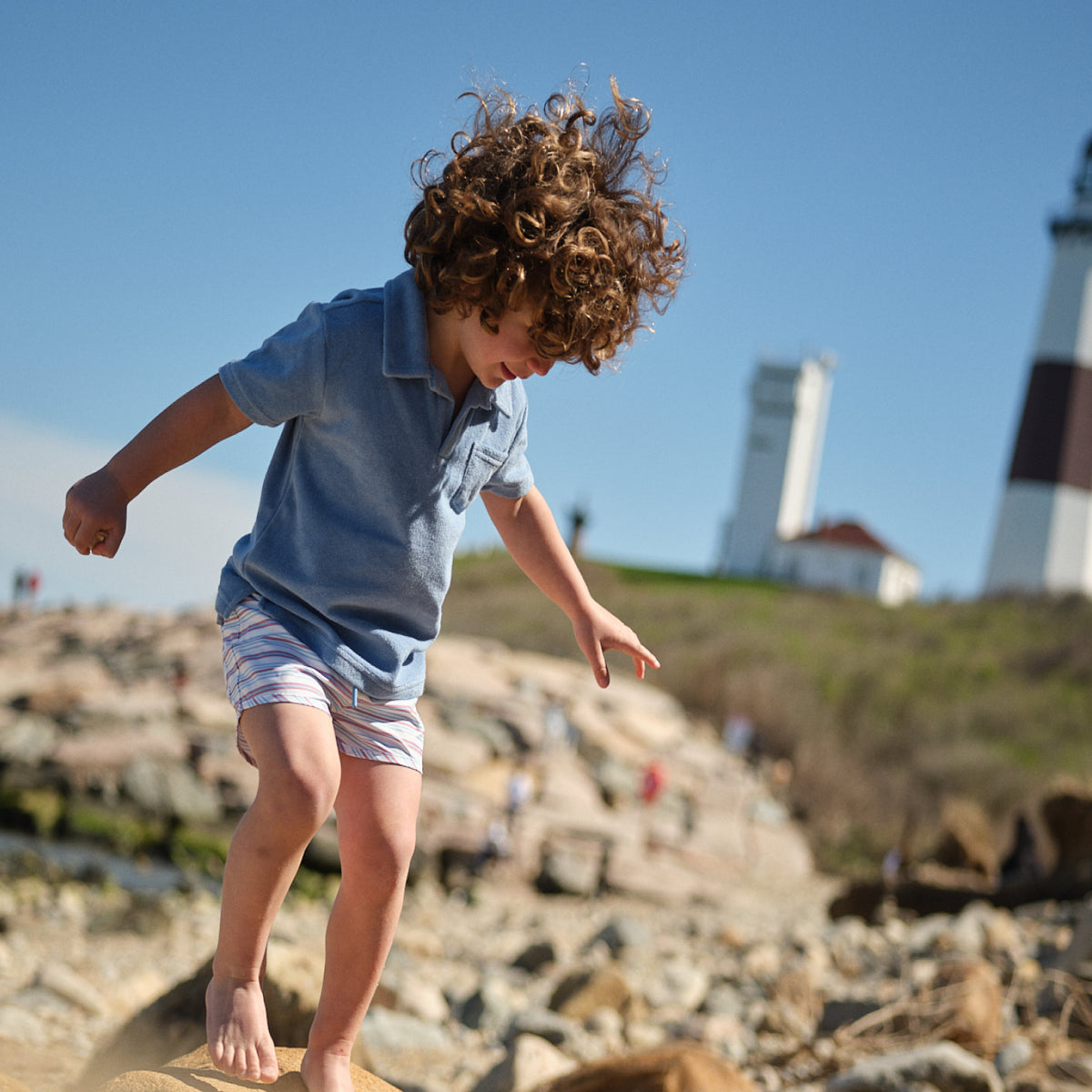 Boys Surfside Blue French Terry Polo