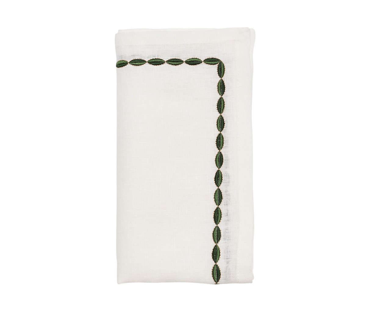 Kim Seybert, Inc.Swag Napkin in White, Green & Gold, Set of 4Napkins