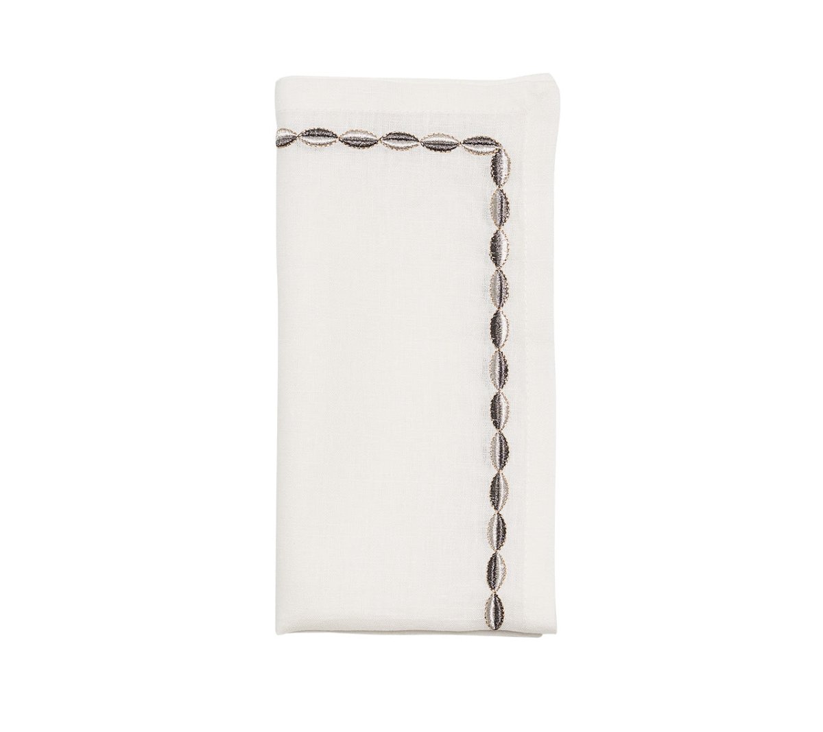 Kim Seybert, Inc.Swag Napkin in White, Gunmetal & Silver, Set of 4Napkins