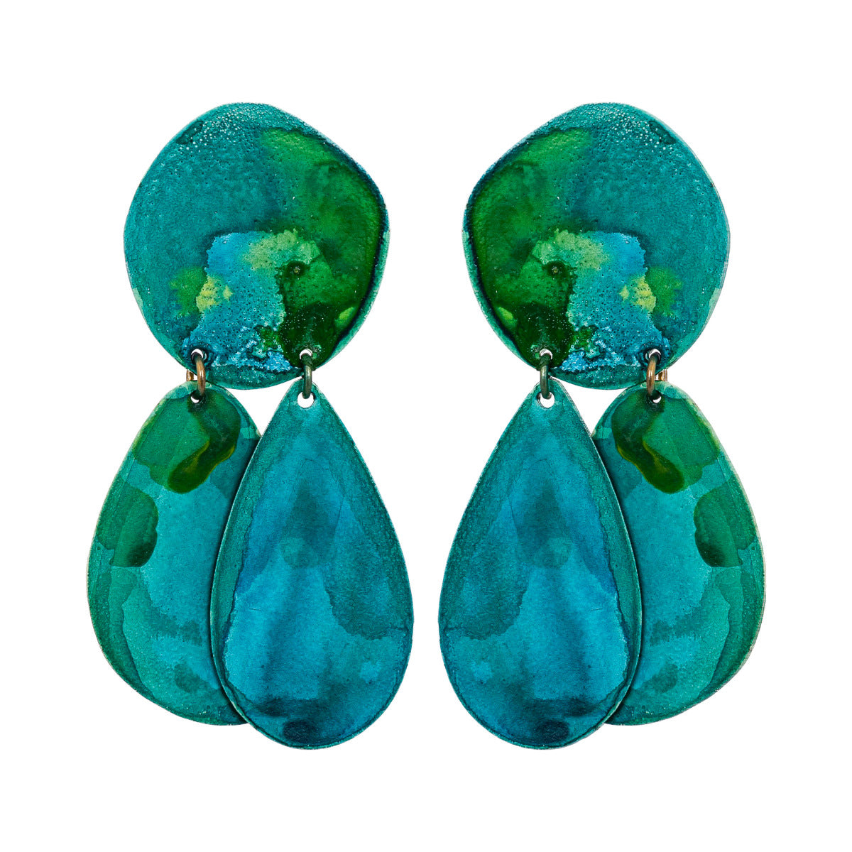 Teal Pebble Earrings