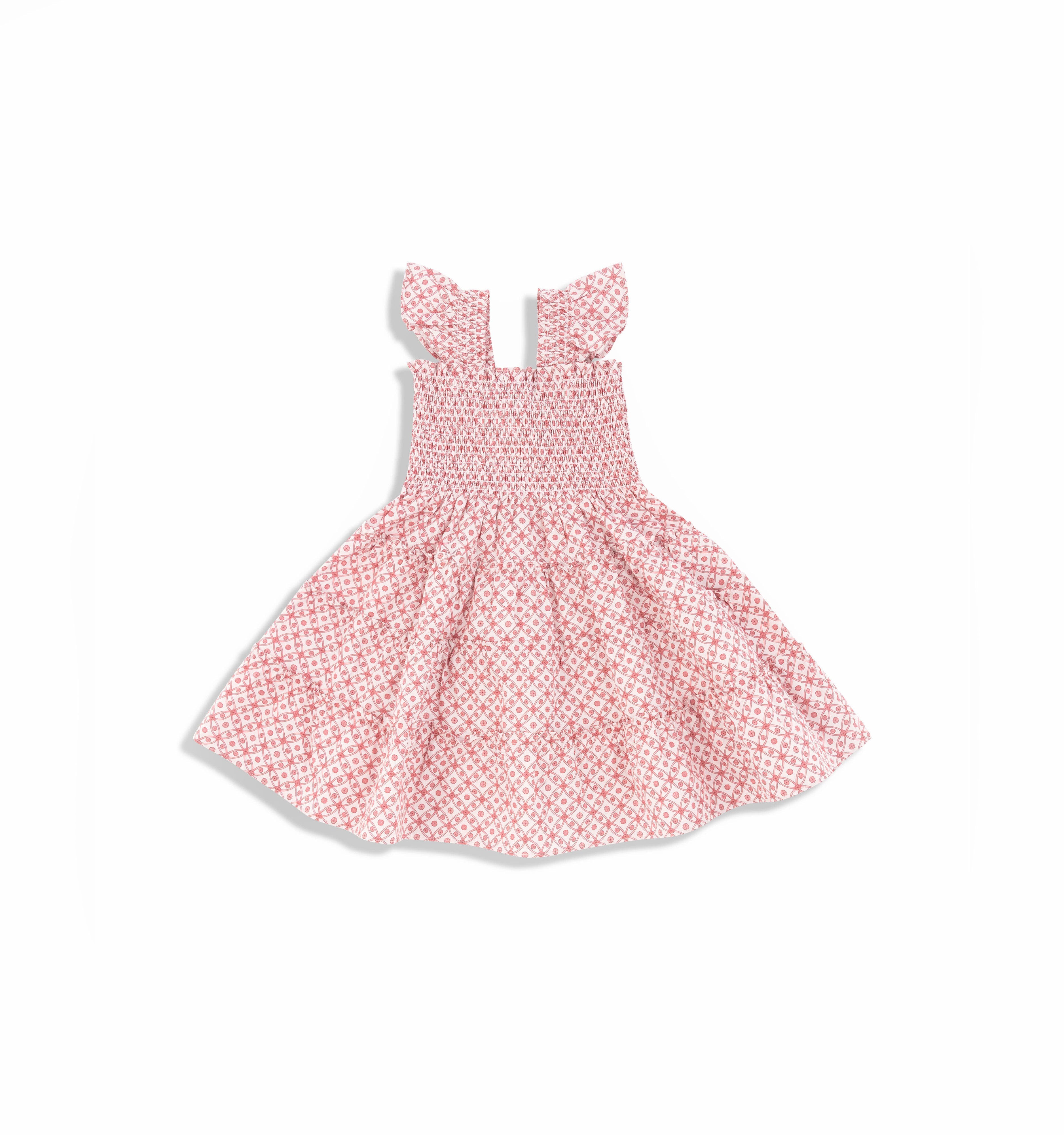 The Tiny Ellie Nap Dress in Rose Circular Lattice