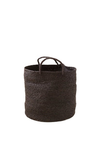 Medium Braided Raffia Basket Black