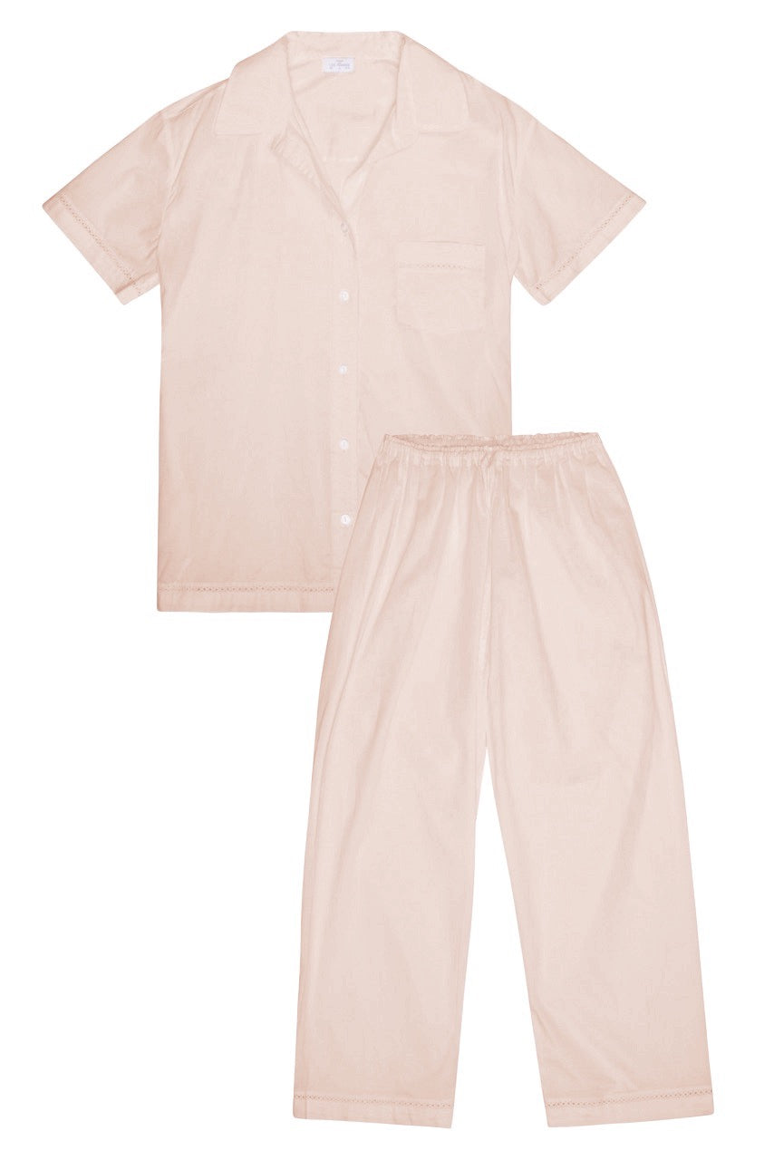 Short Sleeve Crop Pant PJ Set in Pink