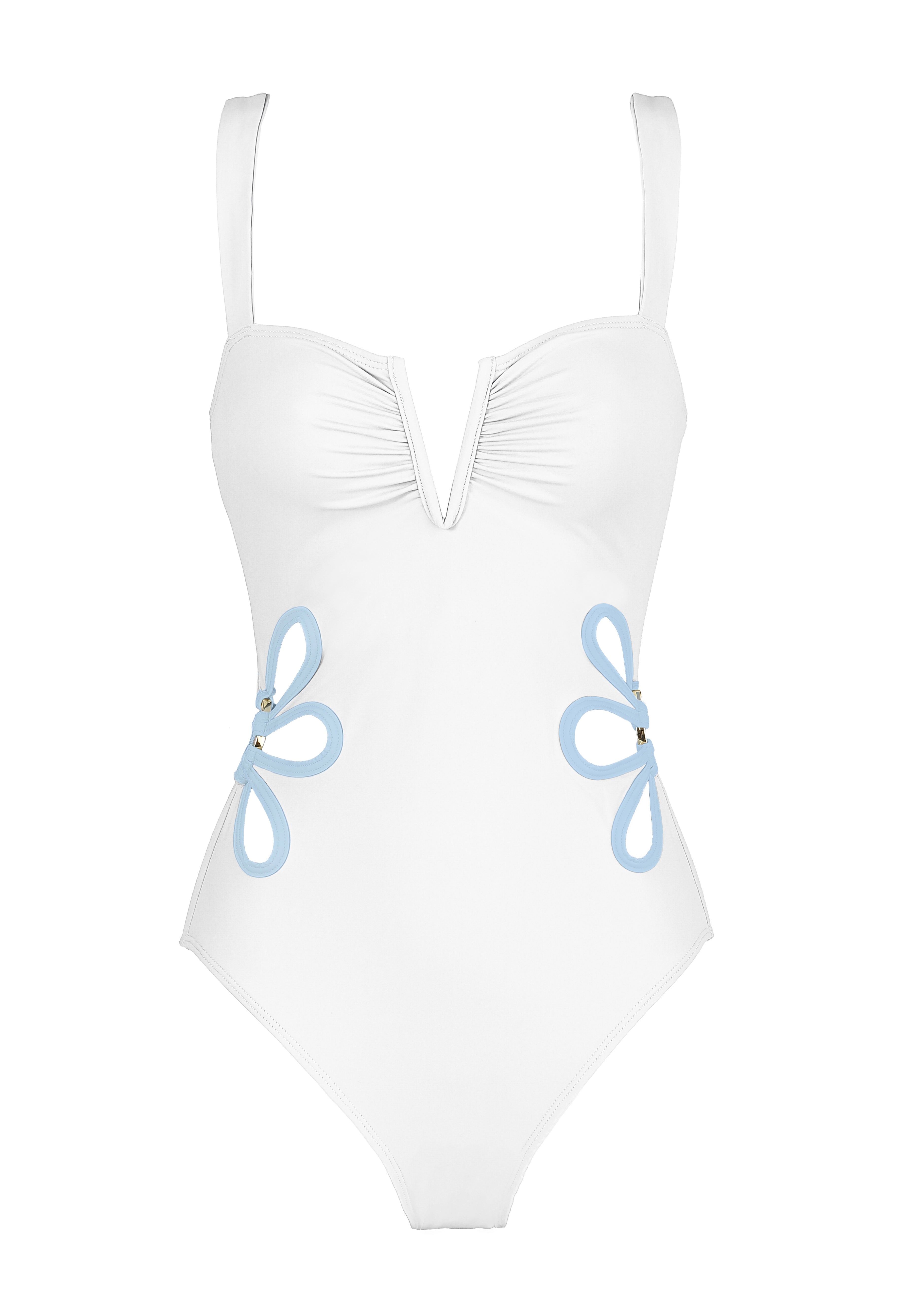 OTM Exclusive: The Flora One-Piece In White & Light Blue