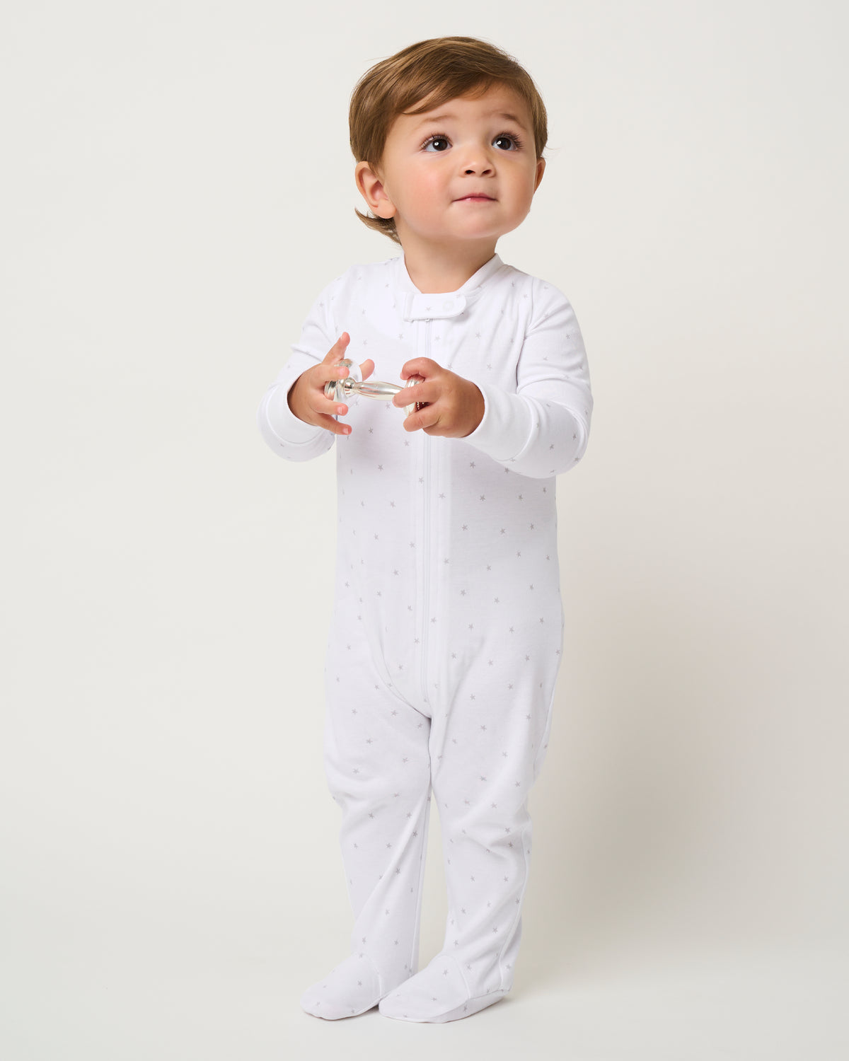 Baby's Pima Snug Fit Romper in Gray Stars