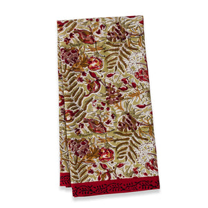 Winter Garden Wreath Tea Towels Red & Green, Set of 3