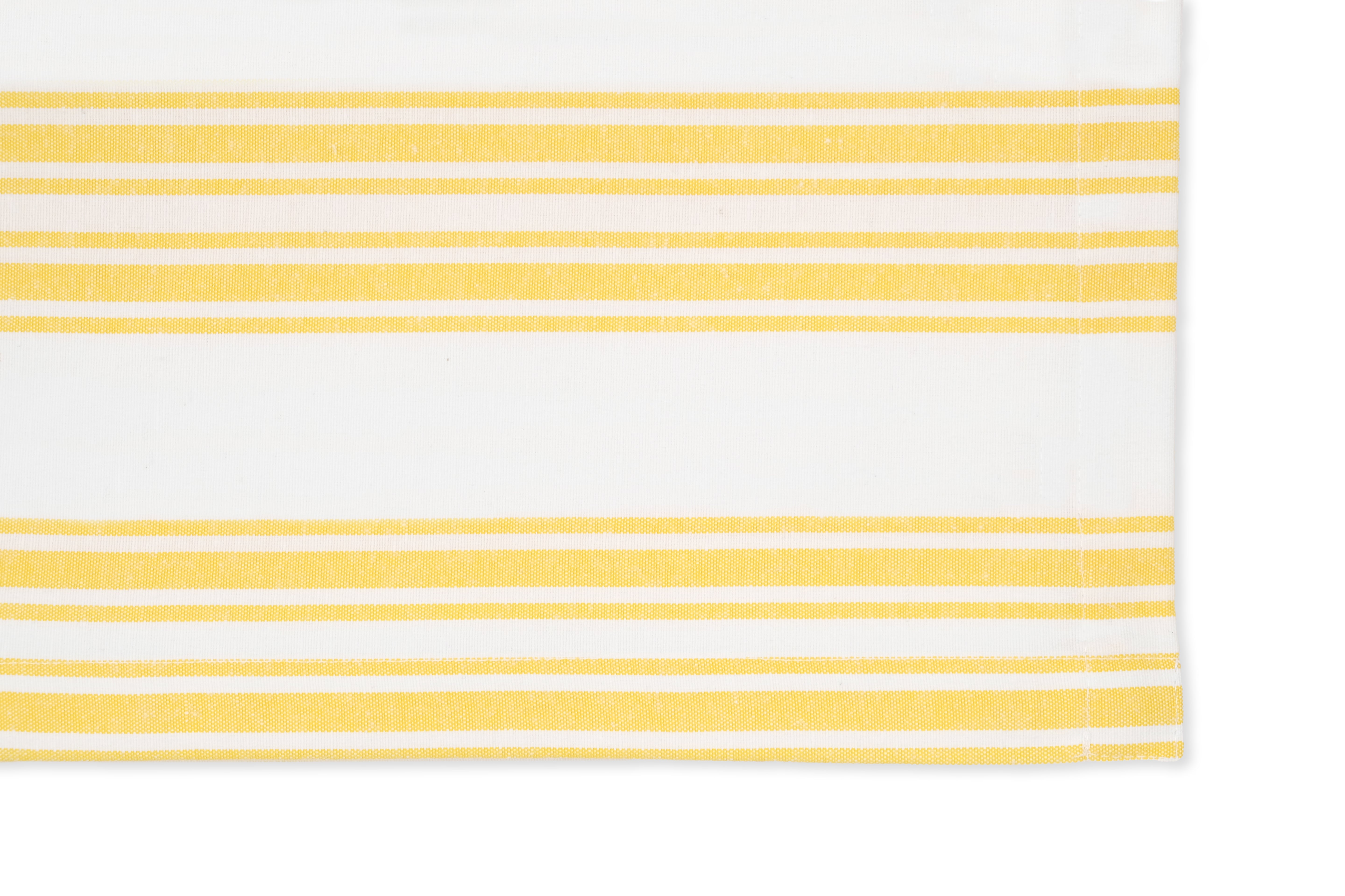 Yellow Stripe Cotton Tablecloth, Set of 2