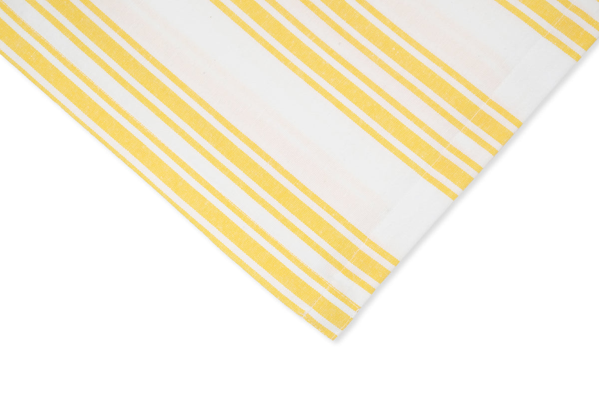 Yellow Stripe Cotton Tablecloth, Set of 2