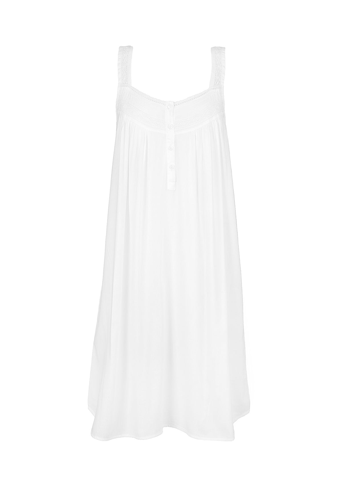 Joy White Cotton Sleeveless Nightgown with Buttons