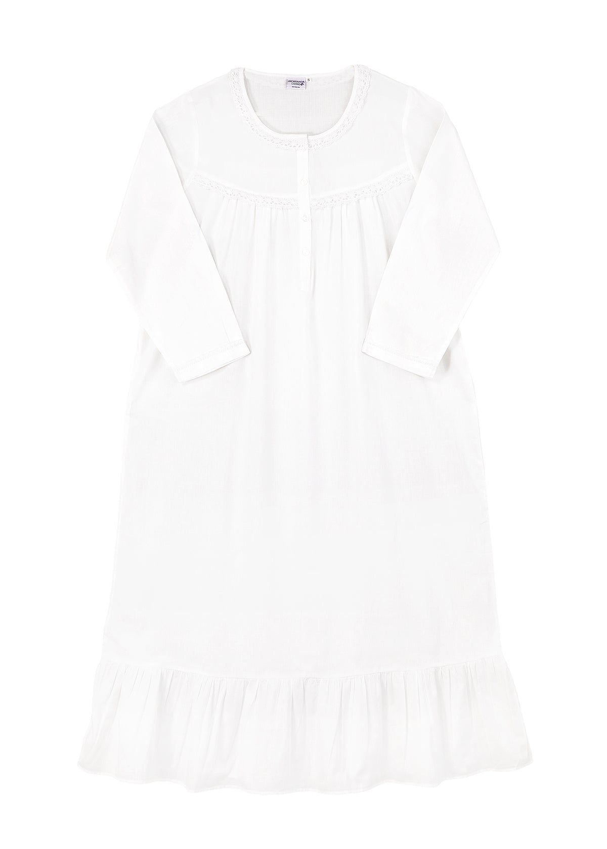 Catherine Long Sleeve Nightgown with Ruffle Hem