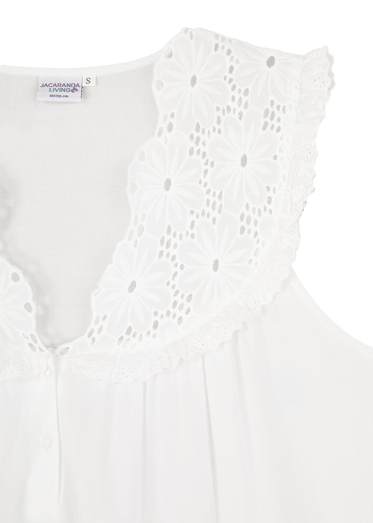 Eloise Nightgown with Eyelet Lace Bodice & Hem