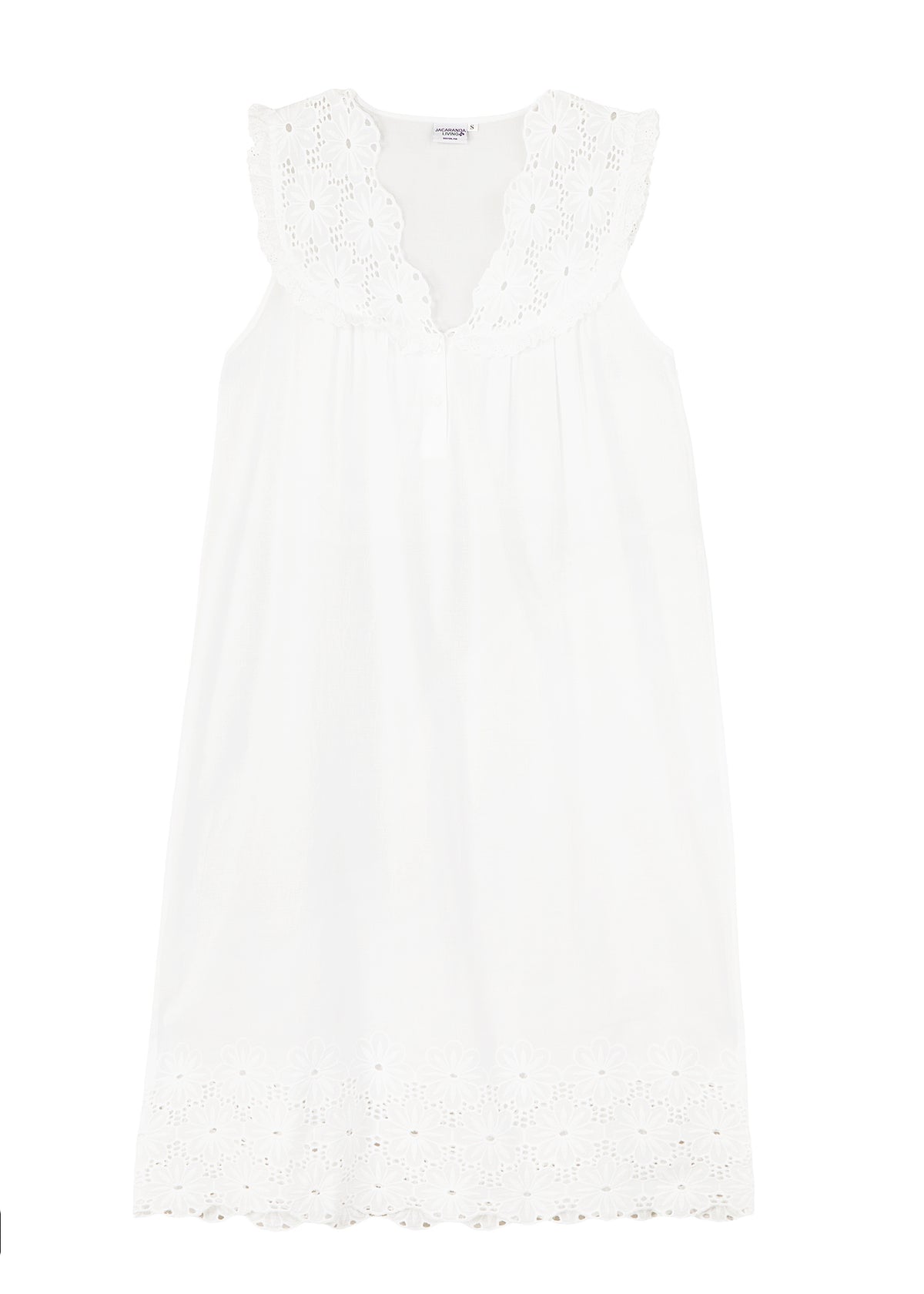 Eloise Nightgown with Eyelet Lace Bodice & Hem