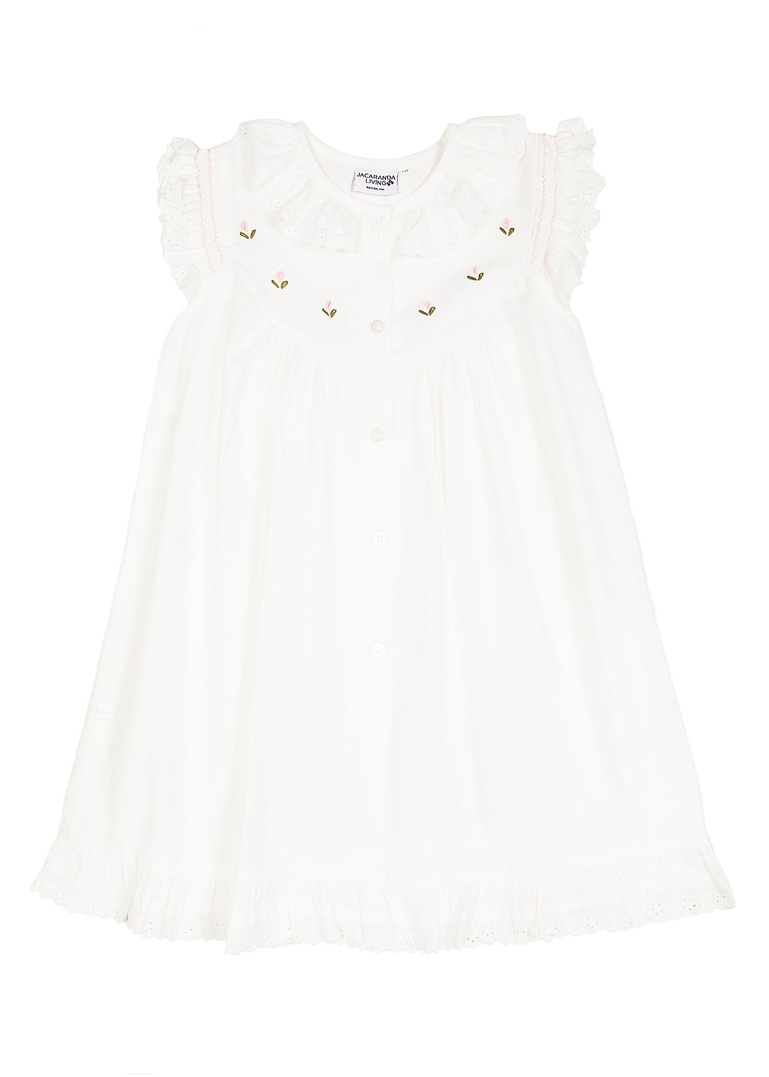 Gracie White Cotton Dress with Butterfly Sleeves