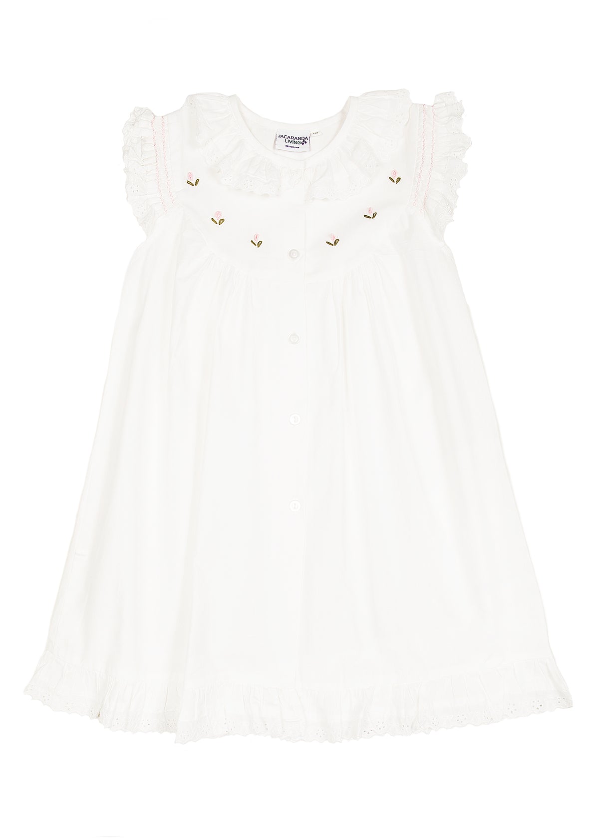 Gracie White Cotton Dress with Butterfly Sleeves